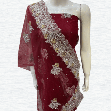 Embroidered Net Saree